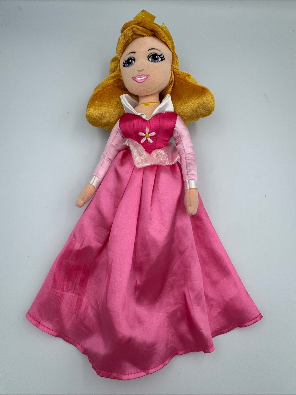Disney Sleeping Beauty Princess Aurora Plush Doll Pink Dress Just Play 14”